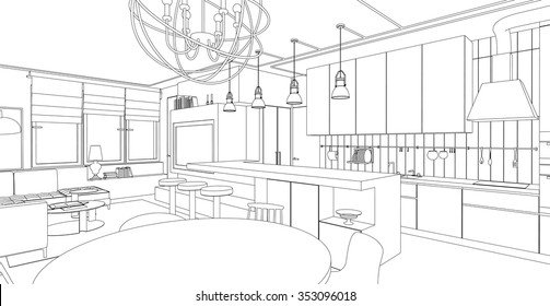 Room Interior Drawing Images Stock Photos Vectors