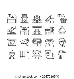 Interior vector icon style illustration. EPS 10 file set 4