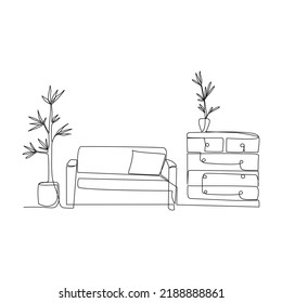 Interior vector illustration drawn in line art style