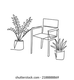 Interior vector illustration drawn in line art style