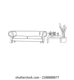 Interior vector illustration drawn in line art style