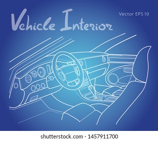 Interior of the vehicle. Technical drawing vector illustration