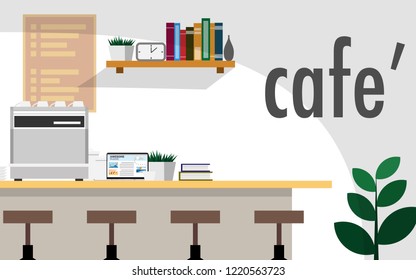 Interior view of coffee shop/cafe without people for wallpaper or backdrop
