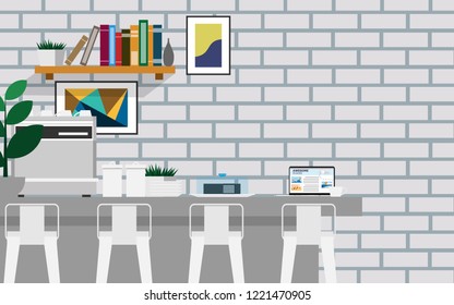 Interior view of coffee shop/cafe without people for wallpaper or backdrop