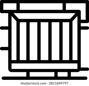 Interior View of a Dark Prison Cell Window with Iron Bars and Stone Wall Texture, Vector Illustration of Incarceration and Lack of Freedom Concept