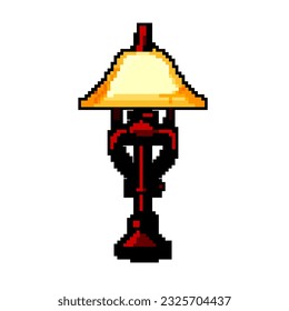 interior vintage table lamp game pixel art retro vector. bit interior vintage table lamp. old vintage illustration