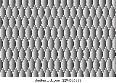 Interior wall art: black and white abstract background, fish scales pattern