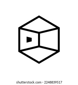 arquitectura de construcción de pared interior en el diseño del logotipo de forma hexagonal	