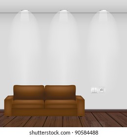 interior. wall and parquet with sofa. vector illustration.