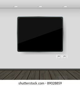 interior. wall with tv and parquet. vector illustration. Best choice