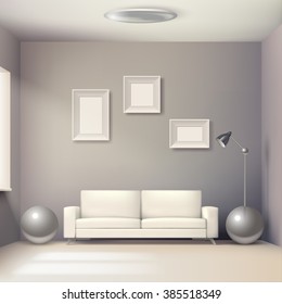 Interior with white sofa
