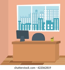 Interior of Working place flat design vector