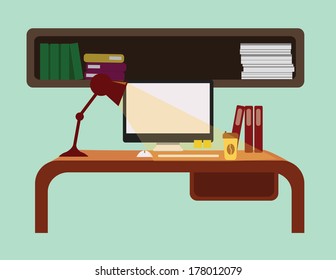 interior of working place. vector illustration