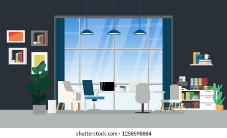 interior working space in house or home office in warming color tone with copy space for text in wallpaper style