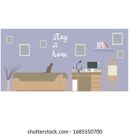 interior workplace homework home, vector