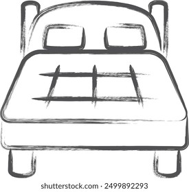 Interior-related brush-drawn single illustration bed