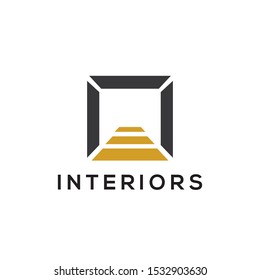 Interiors vector logo. Geometric emblem