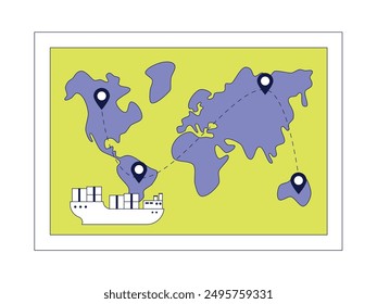 Inter-island goods delivery using sea transportation, vector illustration.