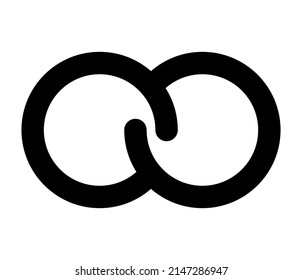 Interlace, interconnected, intersecting circles, rings abstract symbolic shape, icon