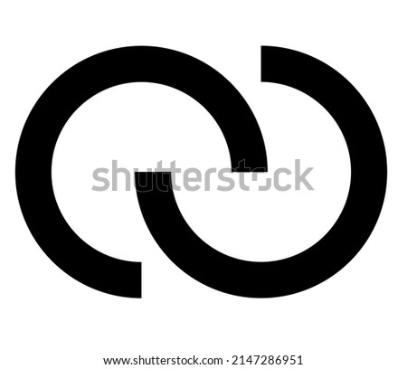 Interlace, interconnected, intersecting circles, rings abstract symbolic shape, icon