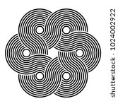 Interlaced curves, hexagonal flower, logo design element