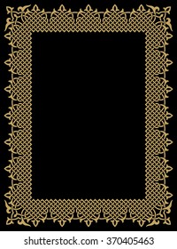 Interlaced Duo-tone Frame. Ocher on black. Elegance background.
