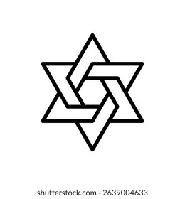 Interlaced hexagram. Editable stroke vector icon.