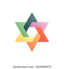 Interlaced hexagram. Editable vector icon, coloured.