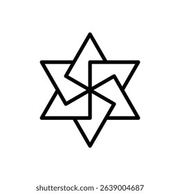 Interlaced hexagram variation. Editable stroke vector icon.