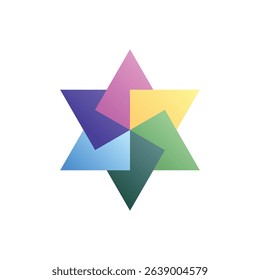 Interlaced hexagram variation. Editable vector icon, coloured.