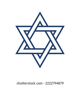 Interlaced Jewish Star of David Six-pointed star line style with editable stroke vector icon isolated