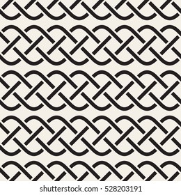 Interlaced Lines Celtic Ethnic Ornament. Abstract Geometric Background Design. Vector Seamless Black and White Pattern