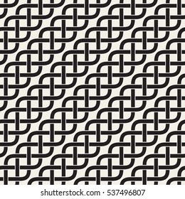 Interlaced Lines Celtic Ethnic Ornament. Abstract Geometric Background Design. Vector Seamless Black and White Pattern