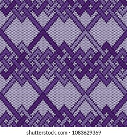 Interlaced lines on the light background seamless vector pattern as a fabric texture in purple hues