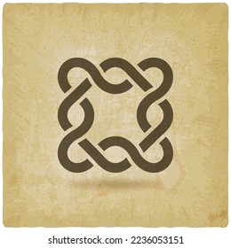 Interlaced lines in shape of square on vintage background. Vector illustration