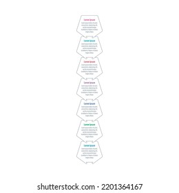 interlaced pentagon infographic template. seven option informational templates. business, education, scientific, annual report, magazine, web, internet infographic template