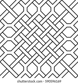 Interlaced seamless vector background. Geometric lattice texture pattern