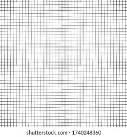 Interlaced stripe seamless pattern. Grid intertwinement line. Interlacement parallel straight lines. Grating interlacing texture. Checkered background. Uneven interlace stripes. Design prints. Vector 