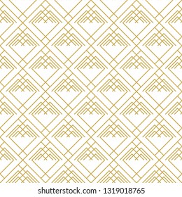 Interlaced thin line ornament. Seamless vector pattern in gold