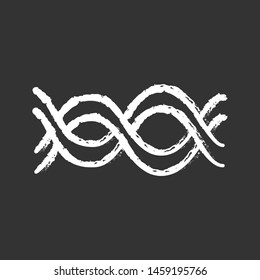 Interlaced waves chalk icon. Music rhythm, soundwave. Abstract curve and wavy overlapping lines. Sound and audio frequency wave. Voice recording logo. Isolated vector chalkboard illustration