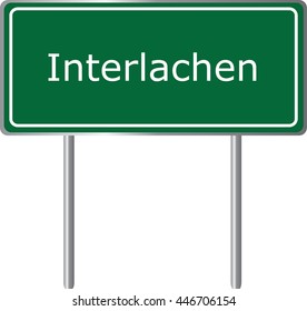 Interlachen , Florida, road sign green vector illustration, road table, USA city