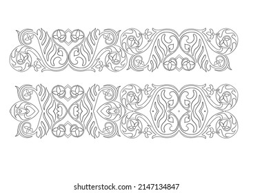 Interlacing abstract ornament in the medieval, romanesque style. Element for design. Outline vector illustration. Isolated on white background.