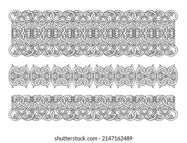 Interlacing abstract ornament in the medieval, romanesque style. Element for design. Outline vector illustration. Isolated on white background.
