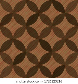 Interlacing circles parts abstract seamless vector pattern. Guatrefoil flower brown gothic endless ornament. Circle elements repeating fabric print. Geometric tile motifs.