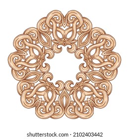 El interlindante ornamento abstracto circular de estilo medieval románico. Mandala. Elemento para el diseño.