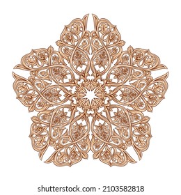 Interlacing circular abstract ornament in the medieval, romanesque style. Mandala. Element for design.