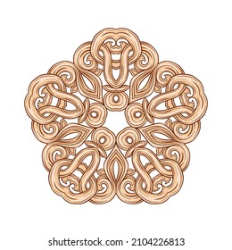 Interlacing circular abstract ornament in the medieval, romanesque style. Mandala. Element for design.