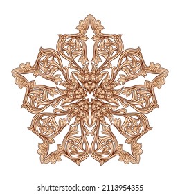 Interlacing circular abstract ornament in the medieval, romanesque style. Mandala. Element for design.