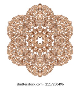 Interlacing circular abstract ornament in the medieval, romanesque style. Mandala. Element for design.