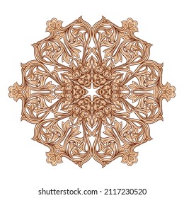Interlacing circular abstract ornament in the medieval, romanesque style. Mandala. Element for design.
